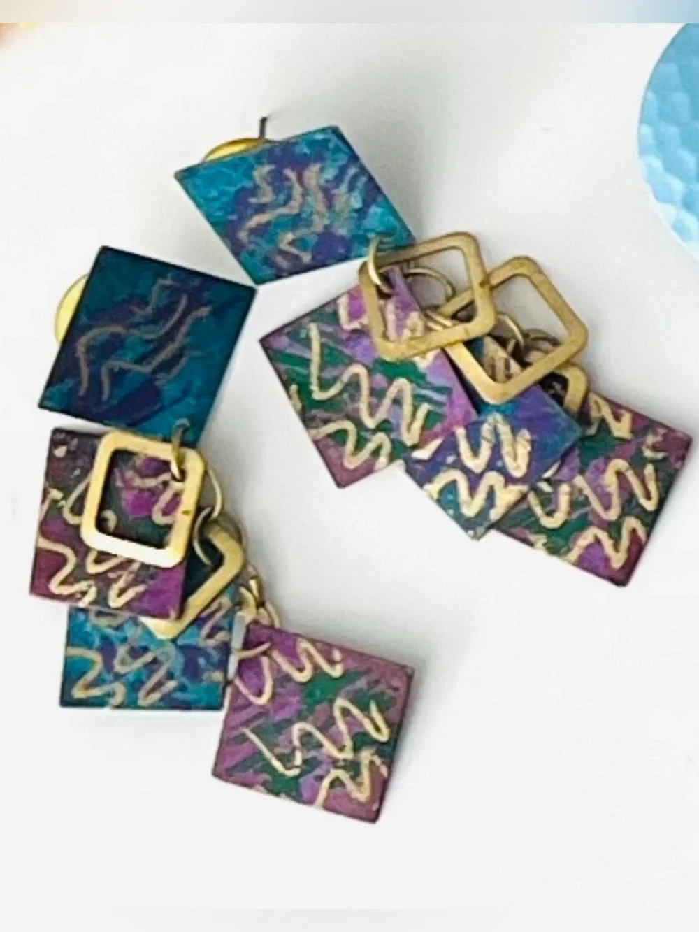 Colorful Fun Geometric Earrings - Picture 6 of 14
